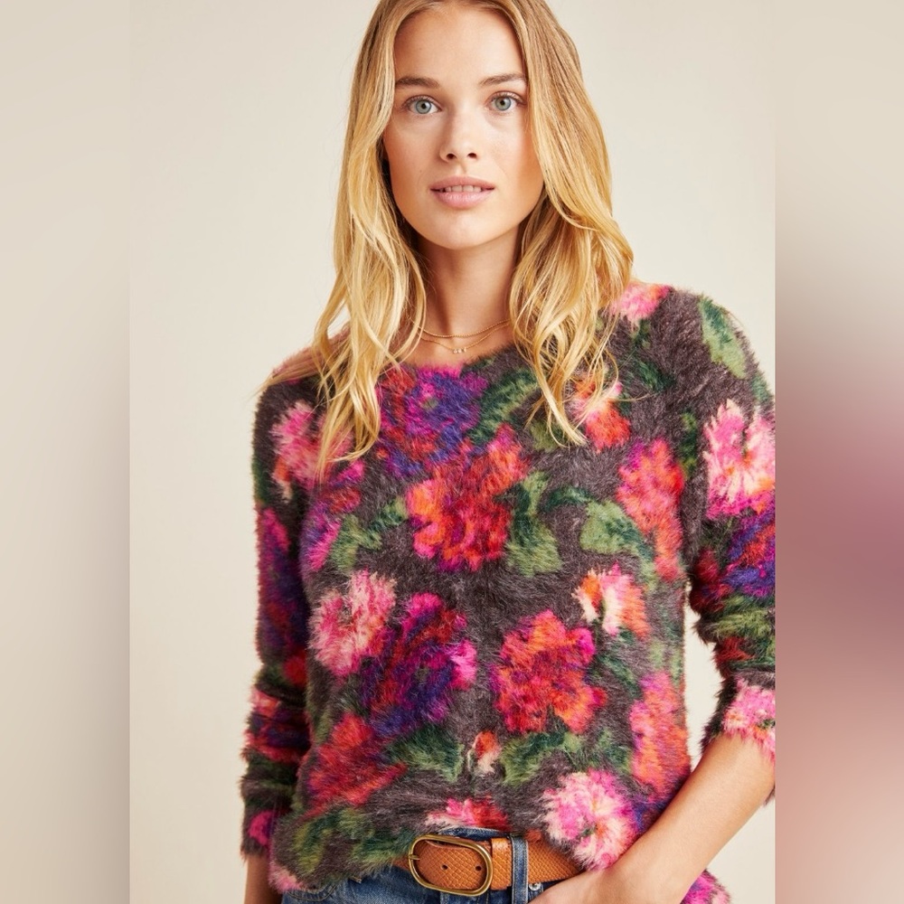 Anthropologie multicoloured fuzzy sweater